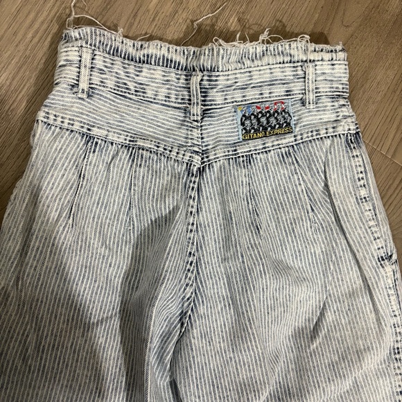 Vtg 80s Gitano Express High Waited Pinstripe Pleated Tapered Crop Jeans Sz 9/10 - Picture 3 of 11